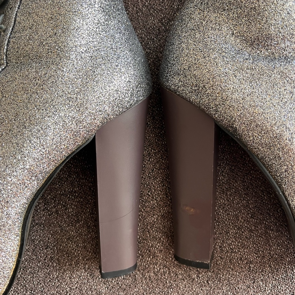 GLAZE Silver Glitter High Heel Boots